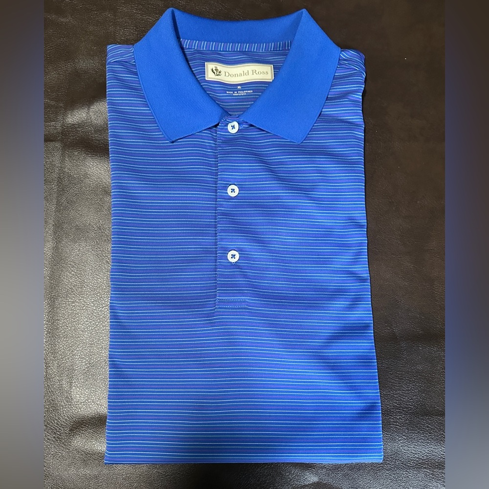 Donald Ross Golf Polo Shirt XL Bandon Dunes Golf Resort Oregon Blue Stripes